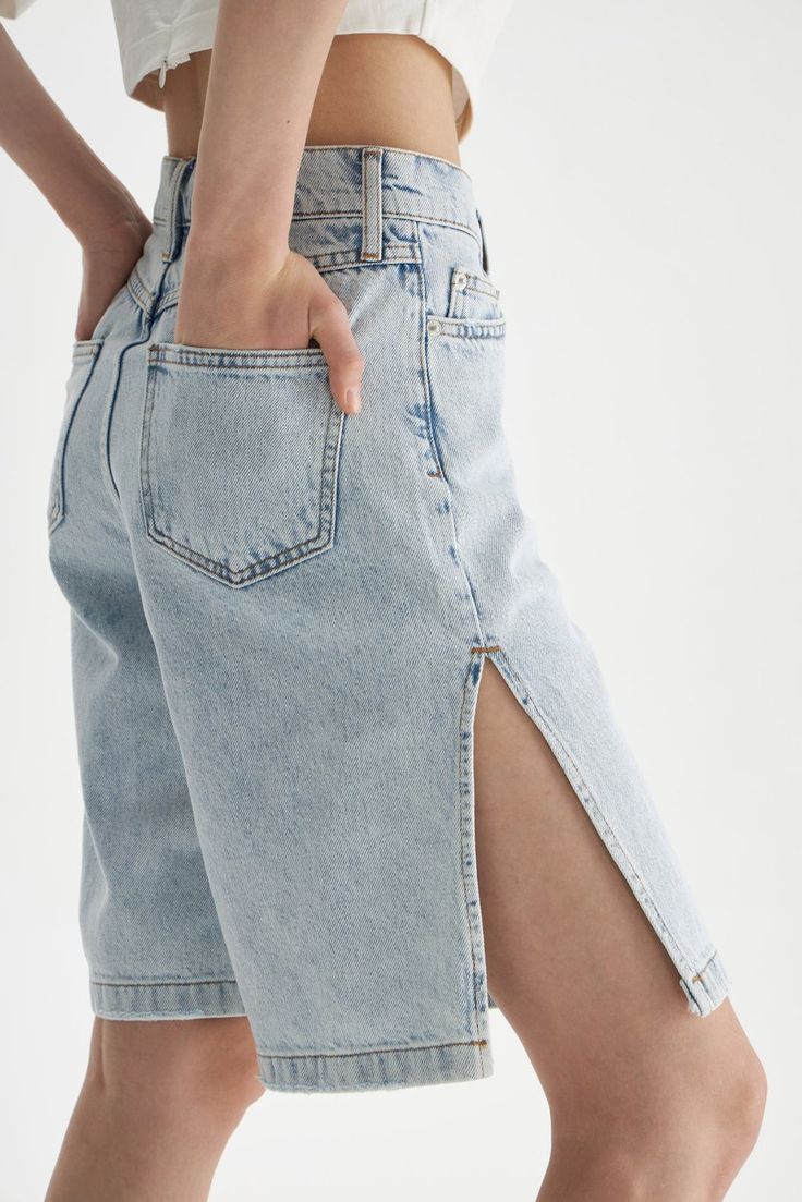 Long Denim Shorts